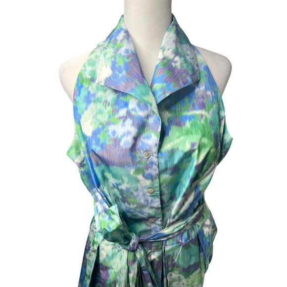 Sara Campbell Ashley Floral Halter Neck Button-Down Maxi Dress W/ Belt Size 12 - Picture 11 of 15